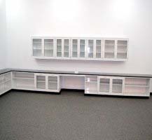 36' Fisher Lab Glass Cabinets w/ Wall Units