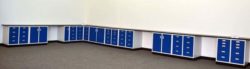 43' Used Bedcolab Laboratory Cabinets w/ Industrial Grade Countertops