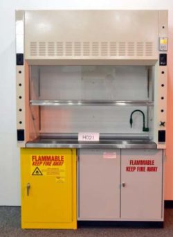 5' New Mott Fume Hood w/ Flammable Storage Cabinets & Epoxy Countertops