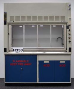 6' Fisher Hamilton Safeaire Laboratory Fume Hood w/ Flammable Acid Cabinets