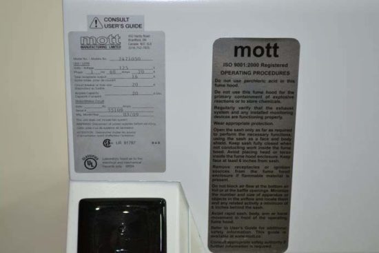 6' Mott Fume Hood - Image 2