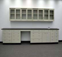 19' Base & 16' Wall Laboratory Cabinets w/ Base Counter Tops (CV OPEN 4)