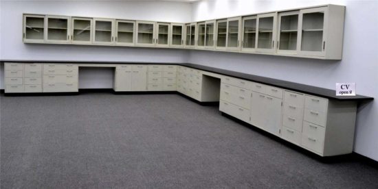 38' Laboratory Cabinets w/ 34' Wall Units display