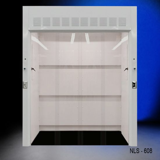 laboratory enclosure with a clear glass door, marked with "NLS - 608" at the bottom right corner.