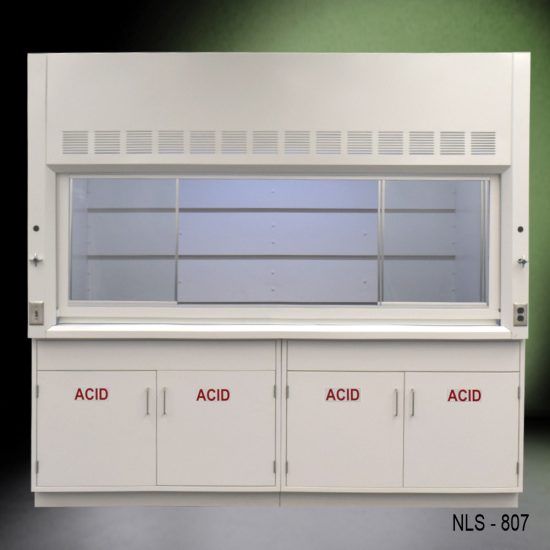 8' Fisher American Fume Hood w/ ACID Storage Cabinets - Image 4
