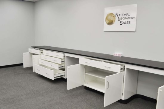 Cabinets with desk open doors