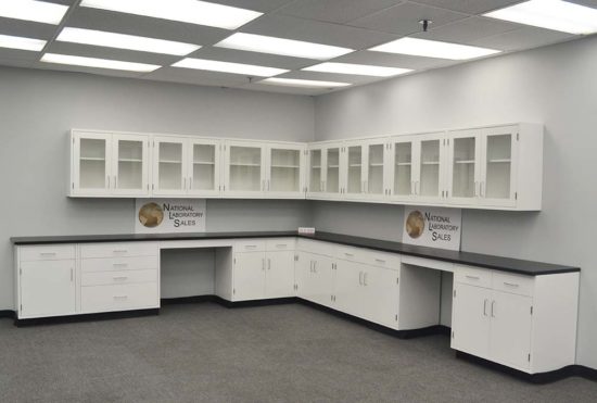 Wall unit and cabinets in showroom