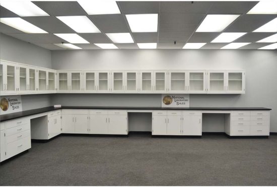 Alt View 39' Laboratory Cabinets w/ 32' Wall Units