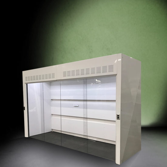 Angle view of 12' Fisher American Walk-In Fume Hood