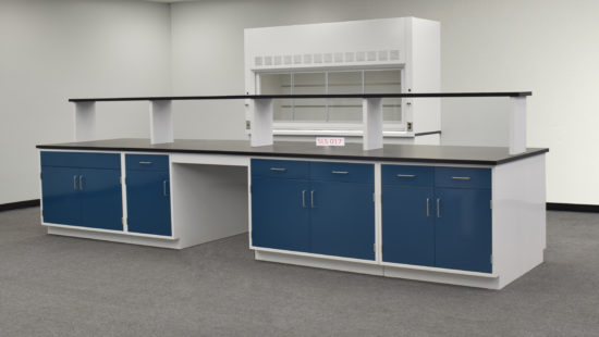 Laboratory island with desk area.