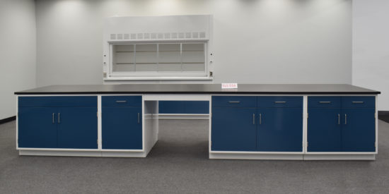 Laboratory island with desk area.