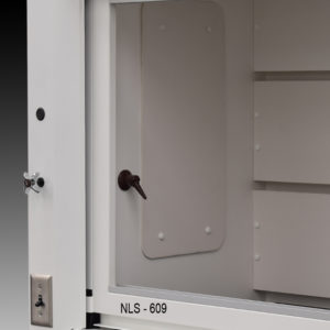 Inside Close view of 6′ Fisher American Fume Hood w/ Flammable & Acid Storage