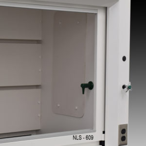 Inside of 6′ Fisher American Fume Hood w/ Flammable & Acid Storage