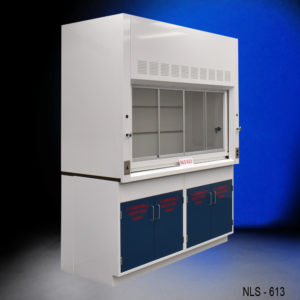 Side Angle nls613 6′ Fisher American Fume Hood w/ Flammable & Acid Storage