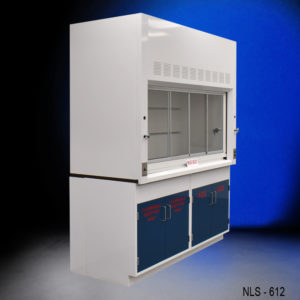Side of 6′ Fisher American Fume Hood w/ Flammable & Acid Storage
