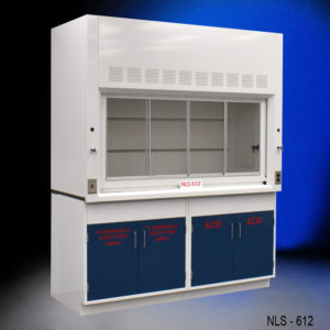 Side View of 6′ Fisher American Fume Hood w/ Flammable & Acid Storage