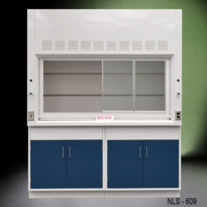 6′ Fisher American Fume Hood w/ Blue Storage Cabinets