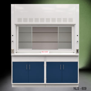 NLS609 Fume Hood With Blue Storage Cabinets - Front