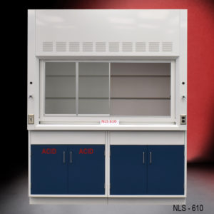 6′ Fisher American Fume Hood w/ Blue Acid & General Storage nls610