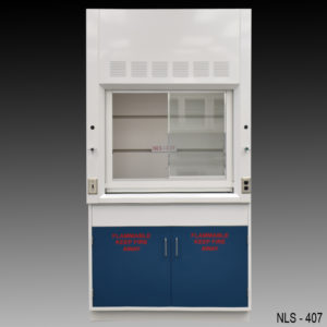 4′ Fisher American Fume Hood w/ Blue Flammable Storage Cabinets