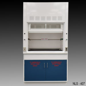 4′ Fisher American Fume Hood w/ Flammable Storage front view