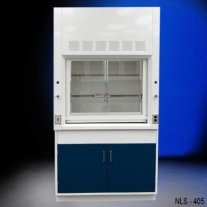 Front of 4′ x 4' Fisher American Fume Hood w/ Flammable Storage