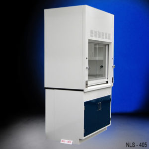 Side of 4′ x 4' Fisher American Fume Hood w/ Flammable Storage