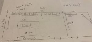 Sketch of Laboratory for Laboratory Fume Hood and Cabinet placement.