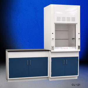 3' Fisher American Fume Hood w/ 4' Cabinets at an angle