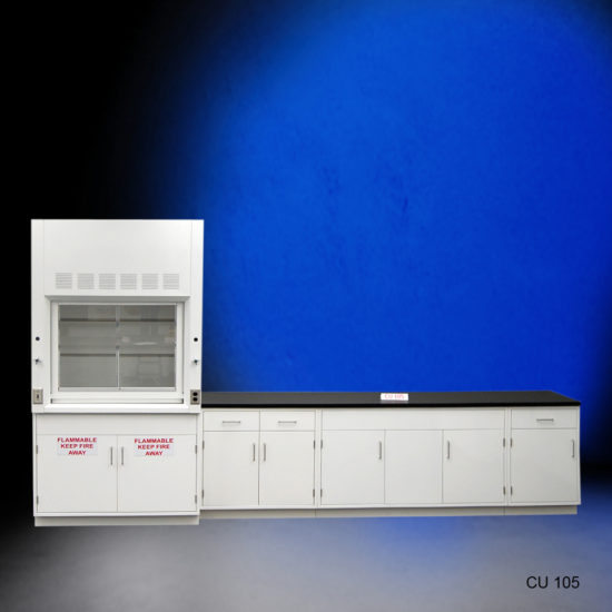 4' Fisher American Fume Hood w/ Flammable Storage & 10' Laboratory Cabinet Group (CU-105)