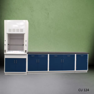 Front of 3' Fisher American Fume Hood w/ 9' Cabinets