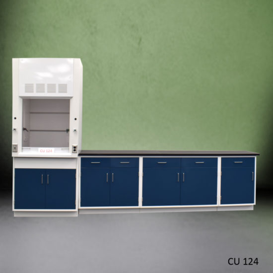 3' Fisher American Fume Hood & 14' Laboratory Cabinet Group (CU-124)