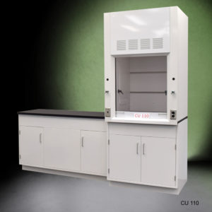 3' Fisher American Fume Hood w/ 5' Cabinets slight angle front