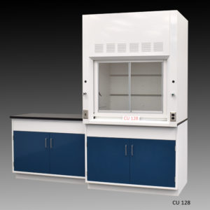 4' Fisher American Fume Hood w/ 4' Cabinets At Slight Angle