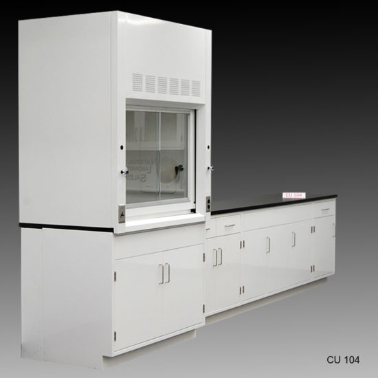 4' Fisher American Fume Hood w/ 10' Cabinets side