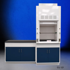 Front of 3' Fisher American Fume Hood w/ 4' Cabinets
