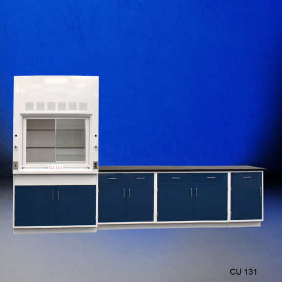 4' Fisher American CU 131 Fume Hood w/ 9' Storage Cabinets