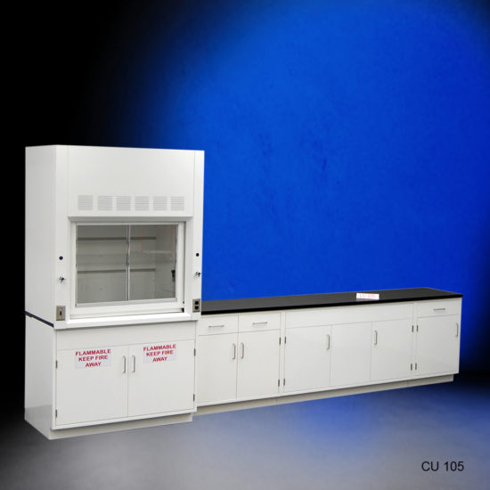4′ Fisher American Fume Hood w/ Flammable Storage & 10′ Cabinets Alt view