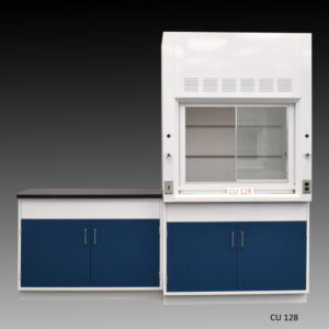 Full View of 4' Fisher American Fume Hood w/ 4' Cabinets