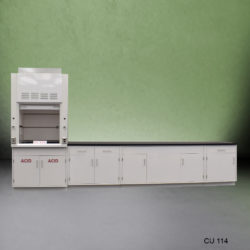 3' Fisher American Fume Hood w/ ACID Storage & 10' Laboratory Cabinet Group (CU-114)