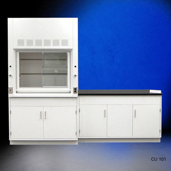 4' Fisher American Fume Hood w/ 5' General Cabinets Front 2