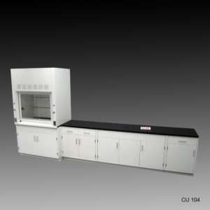 Above view of 4' Fisher American Fume Hood w/ 10' Cabinets