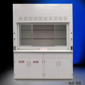 6′ Fisher American Fume Hood w/ Acid & General Storage front view