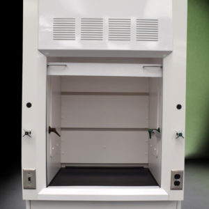 Front open 3′ Fisher American Fume Hood w/ 15′ Cabinets & Acid Storage