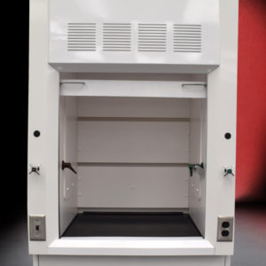 Front inside view of 3′ Fisher American Fume Hood w/ 10′ Cabinets & General Storage