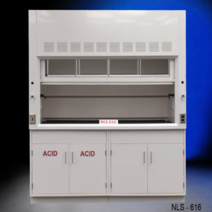 6′ Fisher American Fume Hood w/ Acid & General Storage front