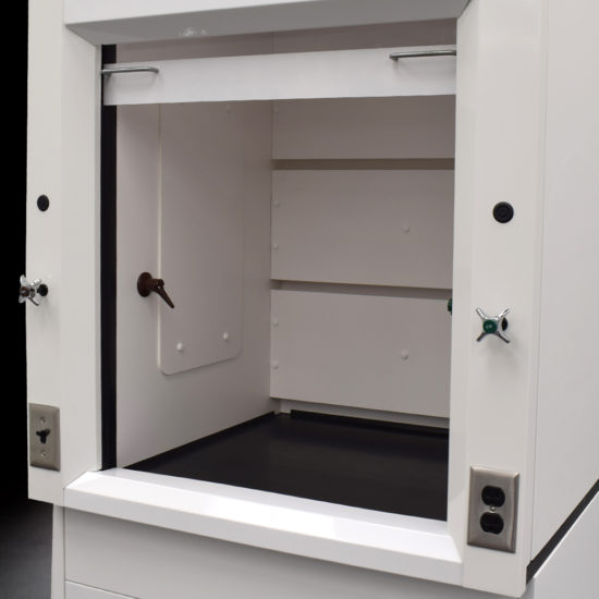 Inside of 3' Fisher American Fume Hood w/ 15' Cabinets