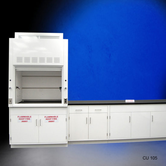 4′ Fisher American Fume Hood w/ Flammable Storage & 10′ Cabinets CU 105