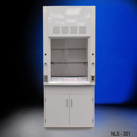 3′ Fisher American Fume Hood w/ General Cabinets open