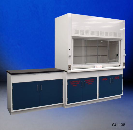 6′ Fisher American Fume Hood w/ 4′ Acid Cabinets CU 138 Alt angle